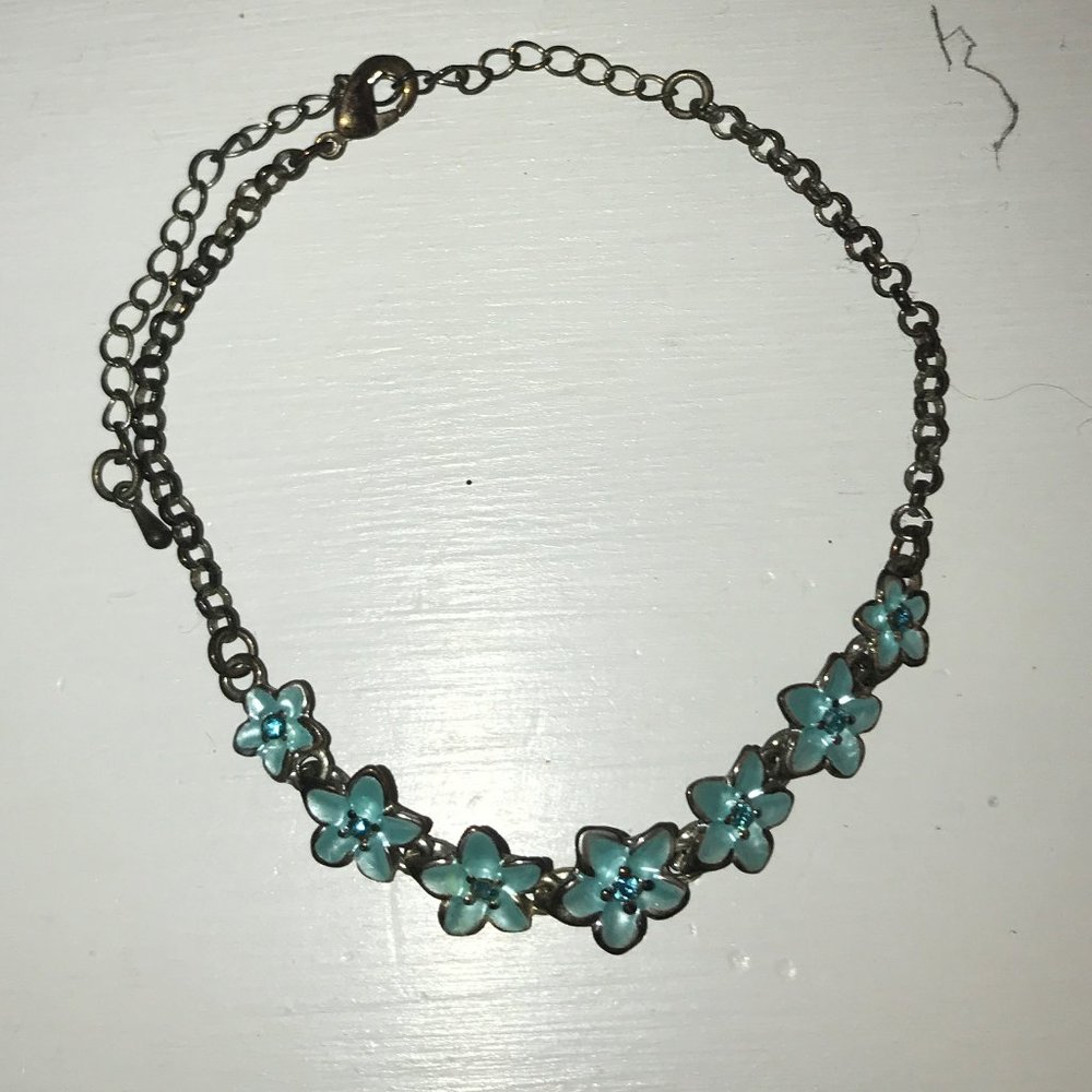 Teal Blue Floral Bracelet